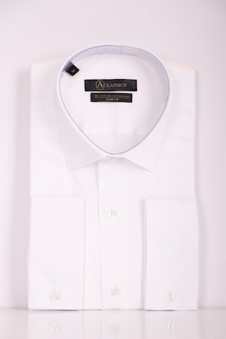 Aclassics Erkek Beyaz Slim Fit Saten Pamuk Cepsiz Gömlek