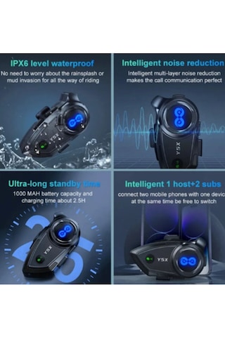 Vothoon Y5-x 1000mah Motosiklet Intercom Mavi - Siyah