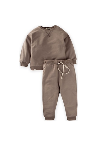 Cigit Basic Karyoka Detaylı Sweatshirt Takım 3-8 Yaş Vizon Vizon