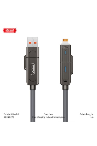 4'ü 1 Arada Şarj Kablosu Nb275 Hızlı Şarj Type-c/ Lightning/ Usbb