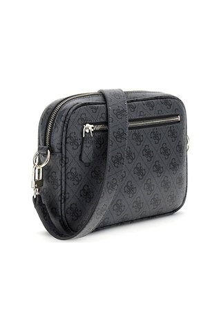 Guess Kadın Monogram Desenli Geniş Askılı Kamera Çantası - Antrasit Antrasit