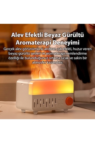Ezere A14 Bluetooth Hoparlörlü Alev Efektli 8 Sesli Renkli Alev Görünümlü Aromaterapi Difüzörü Ultrasonik Hava Nemlendici