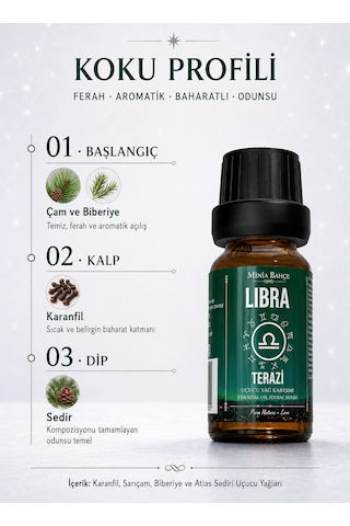 Terazi Burcu Uçucu Yağ Karışımı Karanfil, Çam, Biberiye Ve Sedir Uçucu Yağları, 10 Ml
