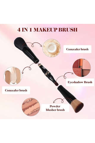 Makyaj Fırçası Çift Taraflı Makyaj Fırçası Seyahat 4'ü 1 Arada Makyaj Fırçası Makyaj Yüz Fırçası Kapatıcı Fırçası