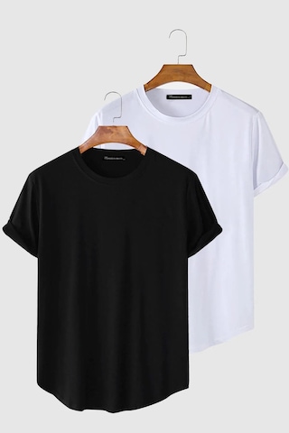 2'li Erkek Oval Kesim Basic Fit Pis Yaka Salaş T-shirt Karışık