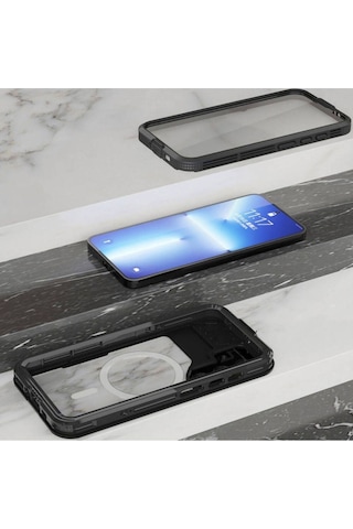 Galaxy S24 Kılıf M-safe Şarj Özellikli 1-1 Su Geçirmez Kılıf Siyah