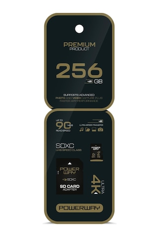Powerway Premium 256 Gb Sdxc Uhs Class 4k Ultra Hızlı Hafıza Kartı + Adaptör