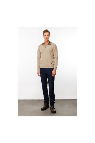 Erkek Fermuarlı Yaka Klasik Yün Kazak K.bej K.bej