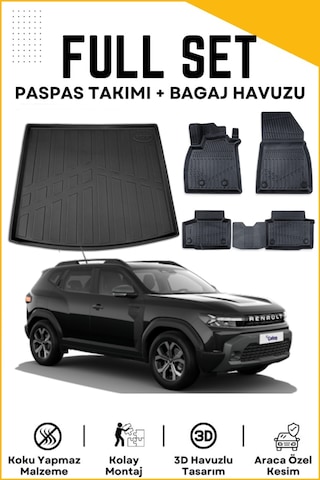 Renault Duster Eco G 2024 Model Birebir Uyumlu Bagaj Havuzu+paspas Seti