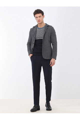 Kip Antrasit Düz Modern Fit Yün Karışımlı Takım Elbise 001