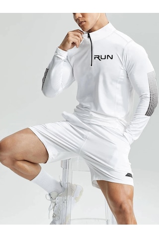 Ghassy Co. Erkek Running Hızlı Kuruma Nem Emici Teknik Performan Uzun Kollu T-shirt Açık Gri