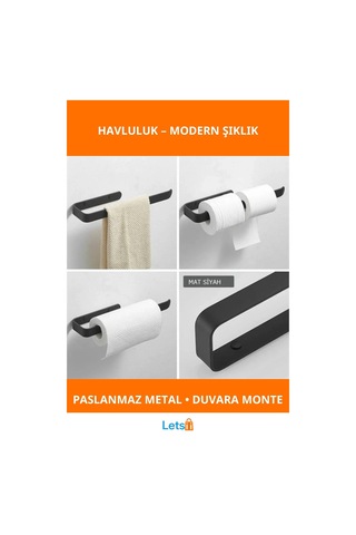 Dayanıklı Paslanmaz Metal Mat Siyah Havluluk Çok Renkli