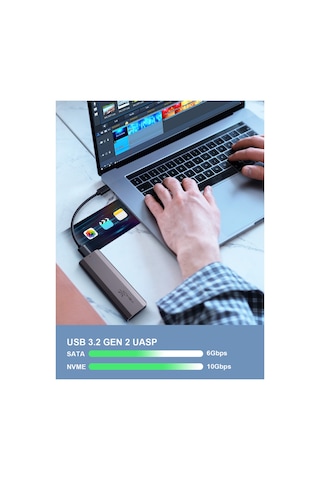 Sd4, M.2 Ssd Kutusu - Nvme/ngff Sata Destekli Usb 3.2 Gen2 10gbps Type-c Harici Disk Kabı