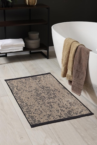Rothi Pamuklu Kaymaz Taban Kahverengi Banyo Paspası 60x100 Yıkanabilir Modern Şönil
