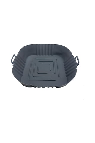 Buffer Renkli Isıya Dayanıklı Yıkanılabilir Silikon Fırın Ve Airfryer Kare Model Pişirme Matı 20 Cm Gri