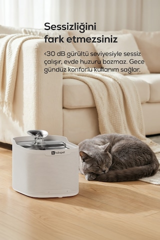 Kedi Su Pınarı 5200 Mah, 2.5l, Kablosuz, Hareket Sensörü Modu, Çelik Kase H312