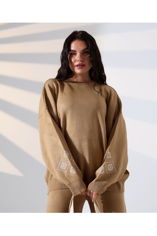 Marakeş Esintisi Alt-üst Triko Takım Kamel