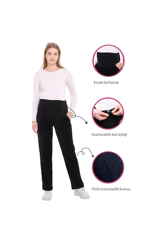 Luvmabelly Myra8511 Beli Ayarlanabilir Kışlık Kadife Hamile Pantolonu -lacivert-lacivert