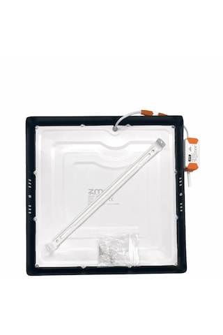 Zmr 24w Sıvaüstü Beyaz Işık Siyah Kasa Kare Panel Led Armatür Siyah Beyaz Işık