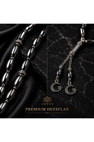 Dark Noble Ultra Premium Tesbih Ince Taneli Hematit Erkek Tesbihi Füme