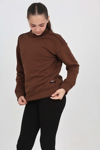 Toontoy Kız Çocuk Happen Nakışlı Sweatshırt Kahve