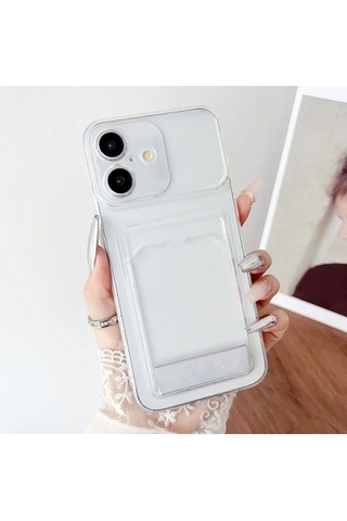 Samsung Galaxy A06 Uyumlu Kılıf Kartlık Bölmeli Arkası Şeffaf Soft Dayanıklı Kılıf Kapak