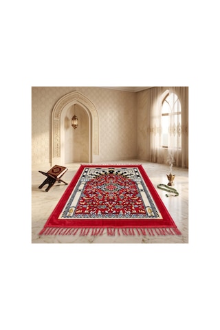 Peluş Seccade 80x120 Cm Desenli Lüks Namaz Seccadesi Çok Renkli-2