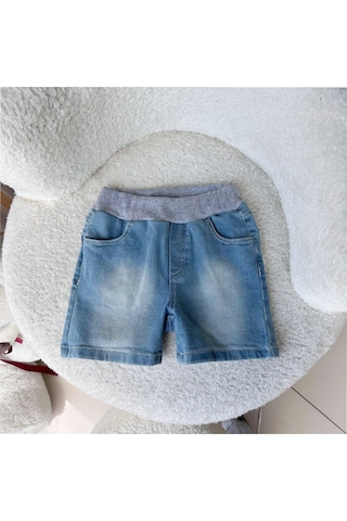 Overdo Kids Erkek Bebek Beli Lastikli Rahat Kalıp Kot Şort Mavi