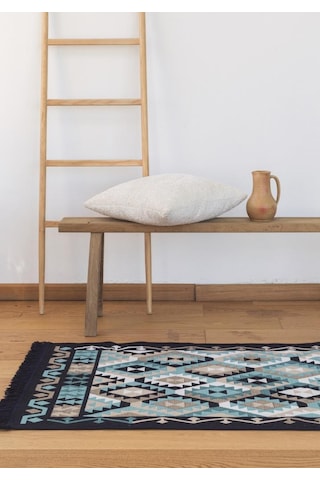 Bigghome Çift Taraflı Kilim, Makinede Yıkanabilir, Modern Desenli, 80 150 Cm, Sa1818a Desenli