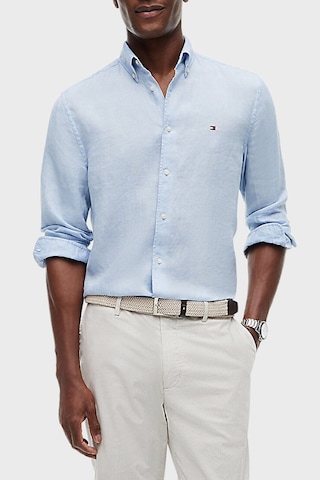 Tommy Hilfiger Keten Regular Fit Uzun Kollu Gömlek Erkek Gömlek Mw0mw41530 C1o Açık Mavi Açik Mavi