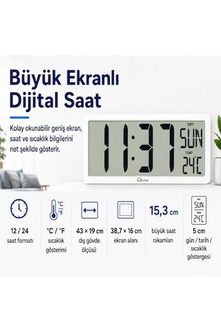 Loyka Lcd200jumbo Büyük Dijital Duvar Saati