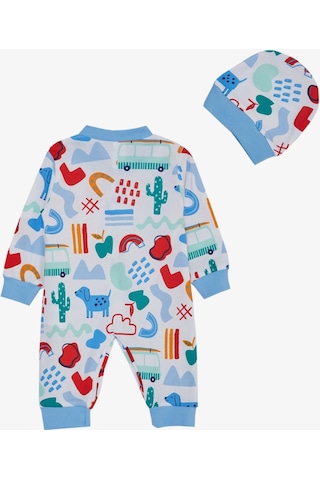 Breeze Erkek Bebek Tulum Desenli Köpekçik Baskılı 0-6 Ay, Beyaz-beyaz Beyaz