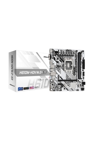 Asrock H610m-hdv M.2+ D5 5600mhz Ddr5 Soket 1700 M.2 Usb 3.2 Hdmı Matx Anakart H610m-hdv M.2+ D5