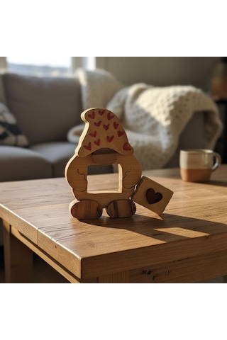 Simdale Wood Ahşap Örgü Şapkalı Şans Cücesi Gonk - İskandinav Tarzı Dekoratif Biblo