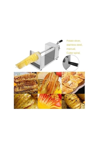 Besthome1 Inox Patates Dilimleyici - Kaymaz Altlı, Kolay Kullanım, Zaman Tasarrufu, Spiral Kesim Gümüş