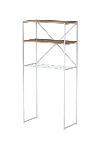 Nr Çamaşır Makinesi Üstü Dikey 2 Raflı Düzenleyici Beyaz Metal Beyaz