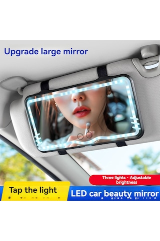 Moveevo Dokunmatik Ve 3 Işık Moduna Sahip Araba Led Aynası Şarj Edilebilir Tüm Arabalara Uygun Beyaz