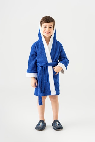 Soley Pueri %100 Pamuklu Unisex Çocuk Bornozu Saks Mavi