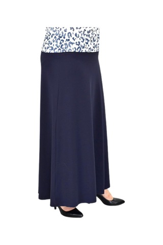 Kadın Uzun Lastikli Kloş Etek Bgl-st04728 Lacivert