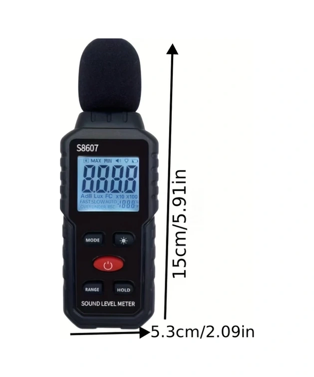 Willowhaven Siyah 30-130db Hassas A Ağırlıklı Dijital Gürültü Ölçer Işık Ekranlı