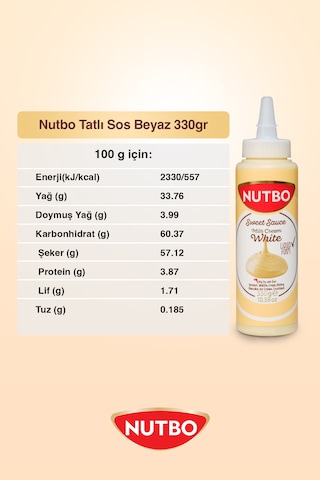 Nutbo Tatlı Sos Beyaz- Waffle& Krep& Pankek& Churros& San Sebastian& Kruvasan& Dondurma Sos 330 Gr