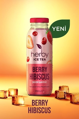 Herby Ice Tea Berry Hibiscus Soğuk Çay Şeker İlavesiz 24 x 250 ML