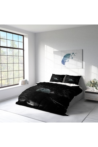 Monohome Dark Moon 3D Pamuk Saten Çift Kişilik Nevresim Takımı Çok Renkli