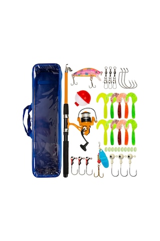 Jeemson 2.1m Ultra Hafif, Taşınabilir Olta Seti Turuncu - 5.2:1 Dişli Oranı Ve Tam Züccaciye Paketi