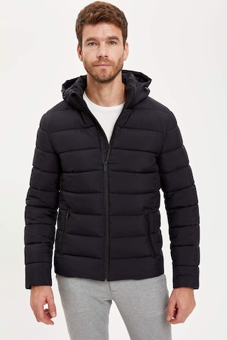 Defacto Su İtici Slim Fit Dar Kesim Astarlı Kapüşonlu Fermuarlı Cepli Dolgulu Mont R0216az25aubk27 Siyah-bk27