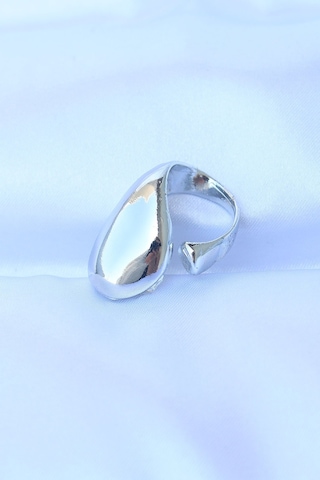 Pirinç Ayarlanabilir İri Bombeli Yüzük Gümüş Renk Çok Renkli