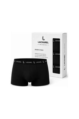 Veraura Lifestyle Erkek Likralı Pamuklu Nefes Alan Penye Boxer 3lü Paket - Siyah