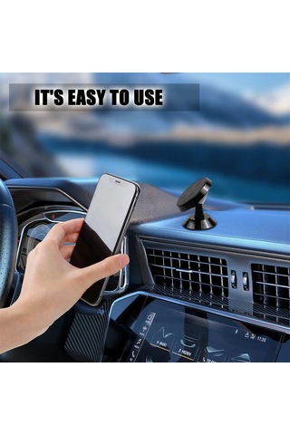 Mufunye Siyah Manyetik Araç Telefon Tutucu - 360 Dönebilen Evrensel Dashbord/ofis Uyumlu, Güçlü Tutucu İle Sağlıklı Sürücü Kolu 1 Adet