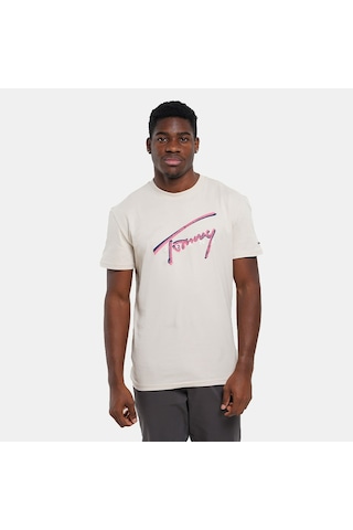 Tommy Hilfiger Tommy Hılfıger Erkek T-shırt Dm0dm21109-acg Bej