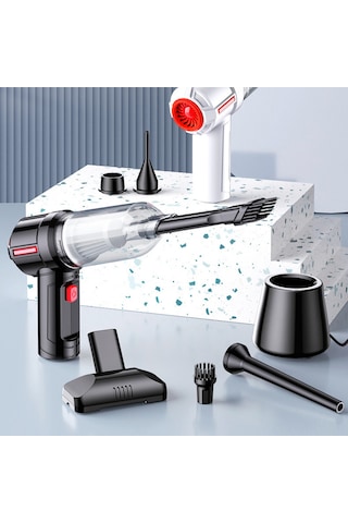 Monyee Kablosuz Araç Süpürgesi 120w 5000pa, Çekme/üfleme/filtre, Şarjlı Pil, Frenli Aksesuar Seti, Siyah
